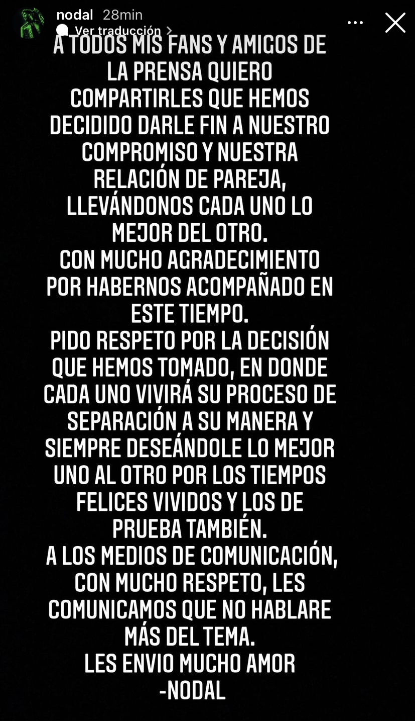 Christian Nodal anunció ruptura de su compromiso con Belinda